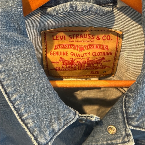 Men’s M Levi's Track Coach Side Stripe Blue Denim Jacket - Picture 8 of 10